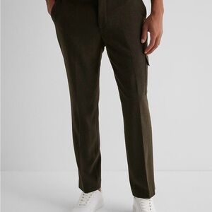 NWT Express Men's Slim Green Wool-Blend Cargo Dress Pants